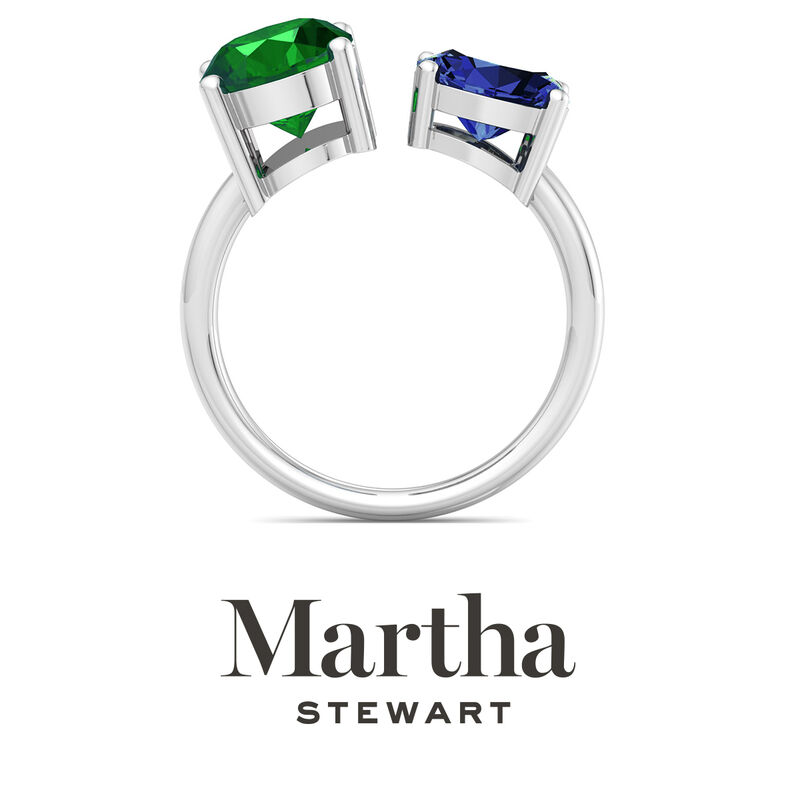 Martha Stewart 3 3/4ctw. Emerald & Sapphire Two Stone Ring In Sterling Silver image number null